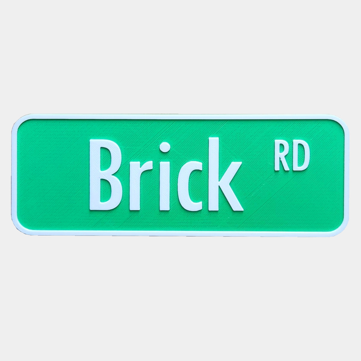 Brick Road Street Sign | 3D Printed Road Sign Style Decor | Builder Shelf & Desk Display | 7.5" x 3"