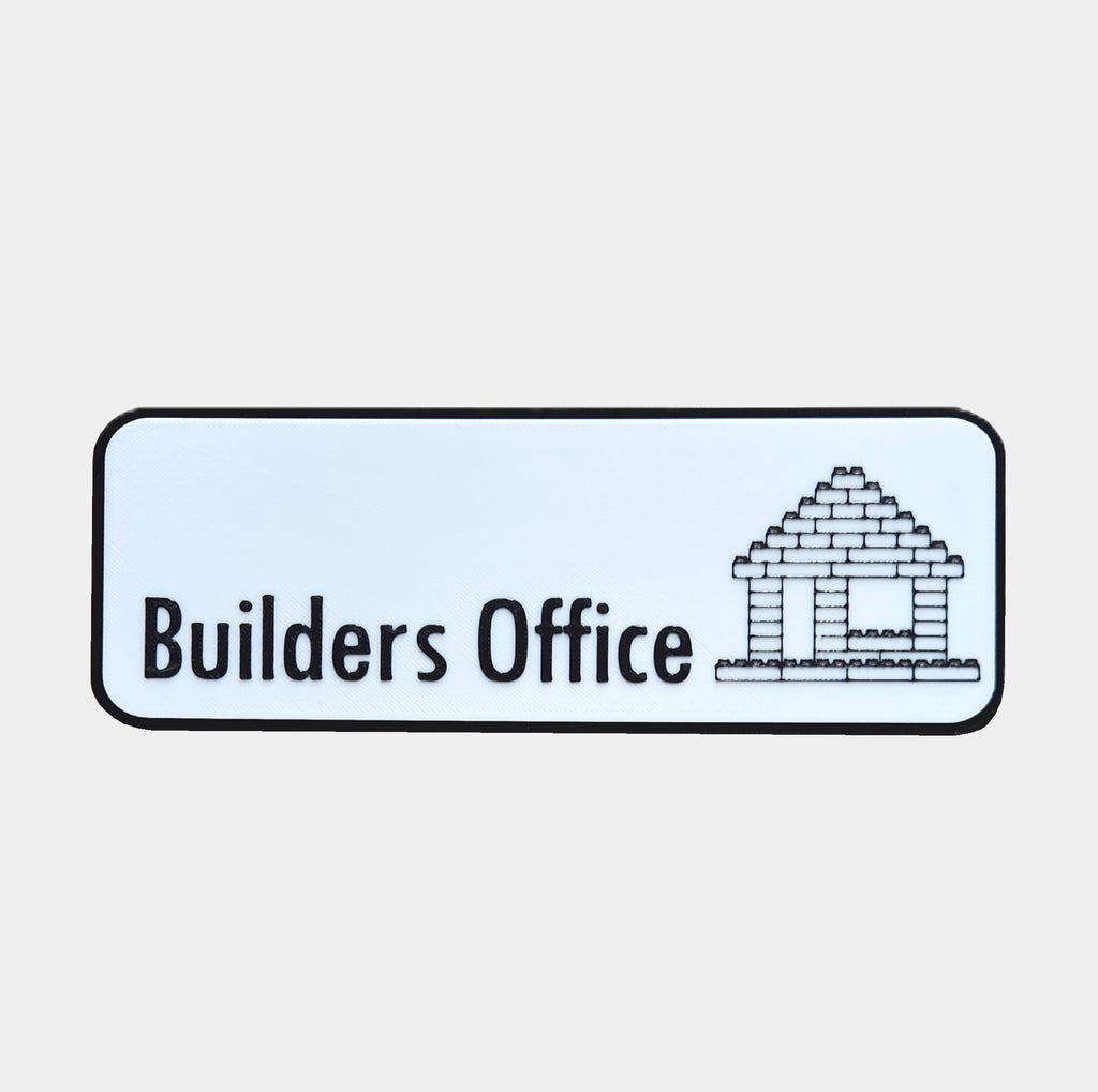 Builder's Office Sign | 3D Printed Desk & Door Sign with Brick House Graphic | Builder Room Decor