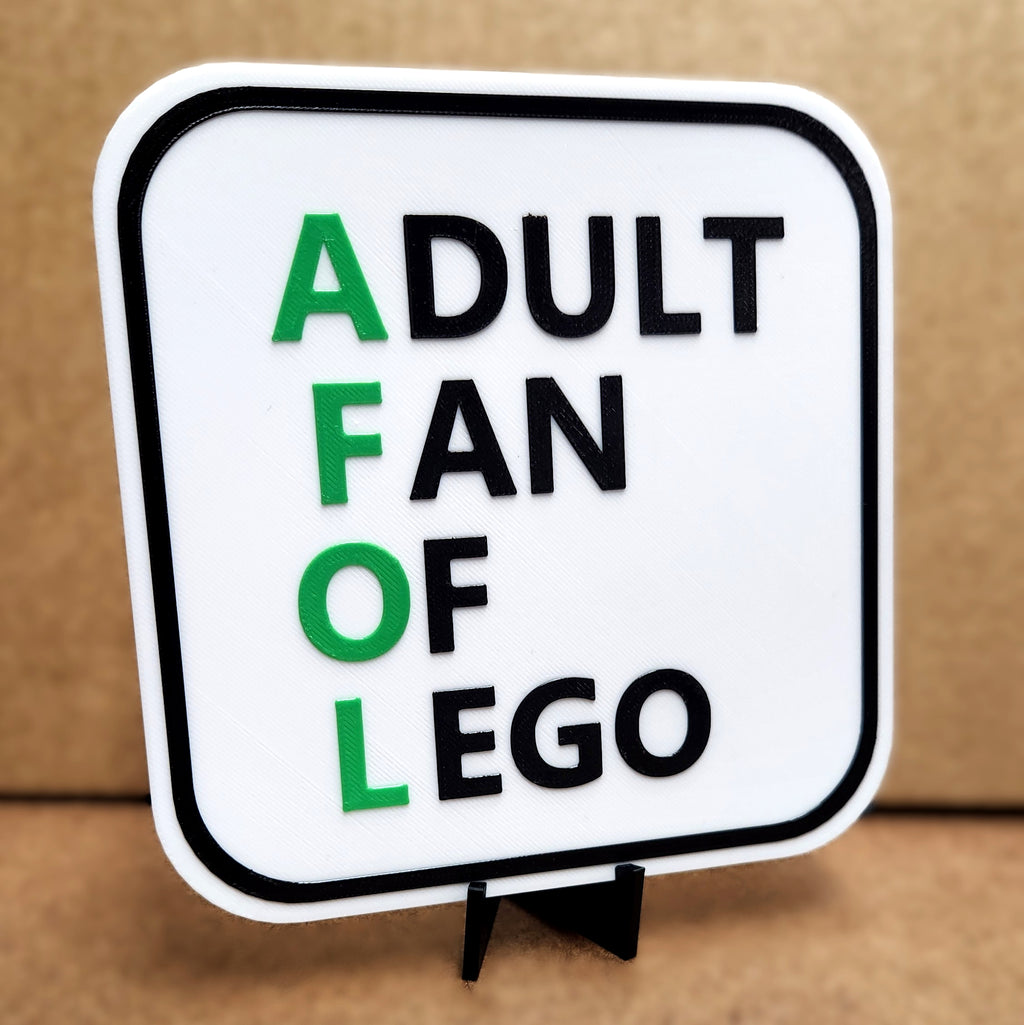 3D Printed AFOL Sign: High-Contrast Modern Wall Decor with Stand
