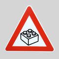 Brick Warning Sign | 3D Printed Triangle Caution Sign with Free Display Stand | Builder Decor | 7" x 6"