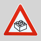 Brick Warning Sign | 3D Printed Triangle Caution Sign with Free Display Stand | Builder Decor | 7" x 6"