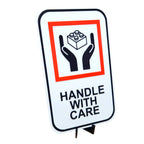 Handle With Care 3D Printed Sign with Brick Graphic | Funny Builder Decor | Includes Display Stand