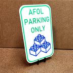 AFOL Parking Only Sign | Funny 3D Printed Builder Parking Sign | Adult Fan Decor | 5" x 8"