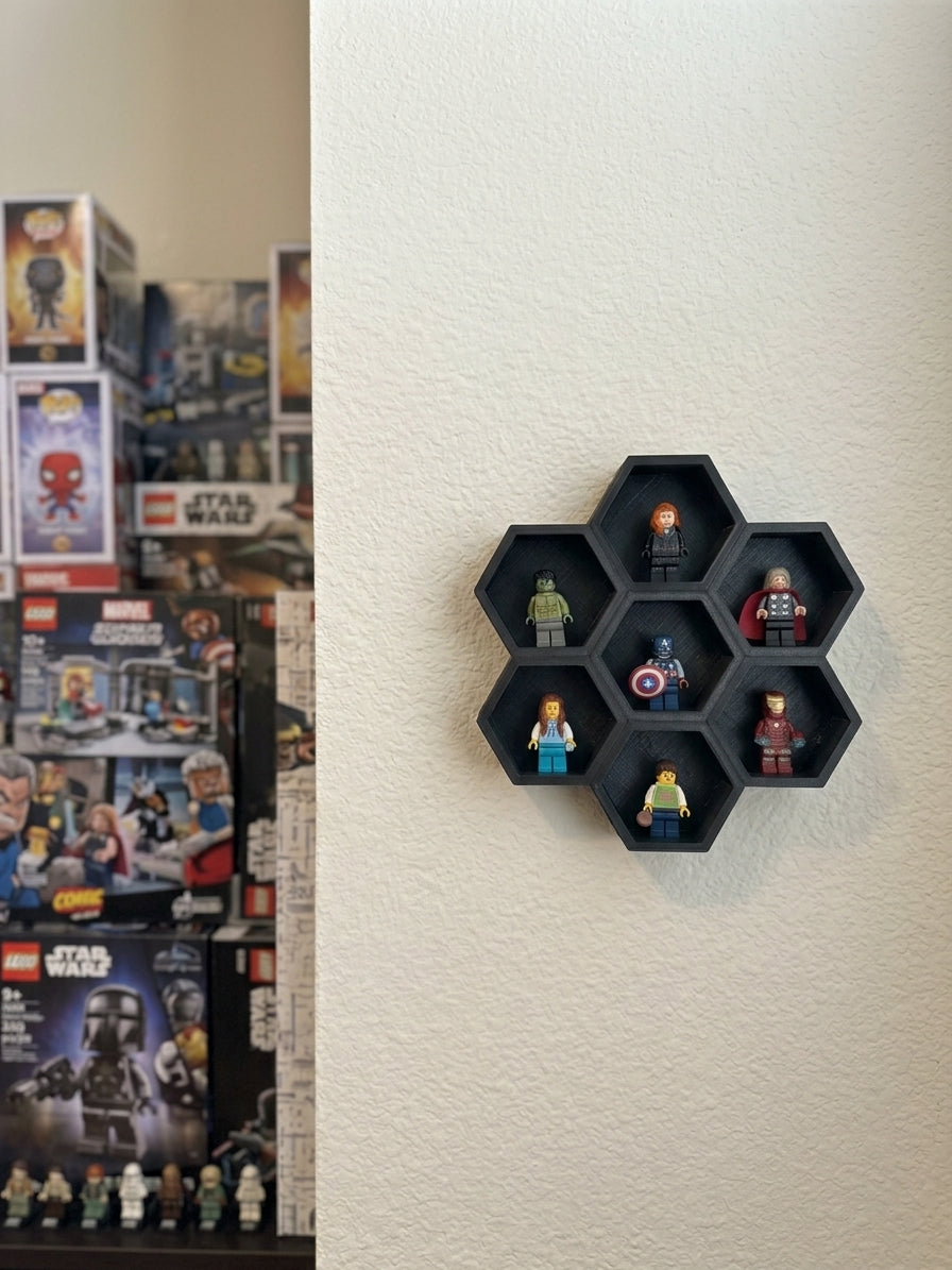 Modular Hexagon Wall Mount & Display Stand for Minifigures