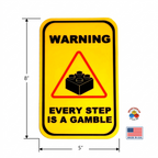 Funny Brick Hazard Wall Sign – “Every Step Is a Gamble” – 3D Printed Decor