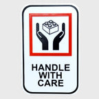 Handle With Care 3D Printed Sign with Brick Graphic | Funny Builder Decor | Includes Display Stand