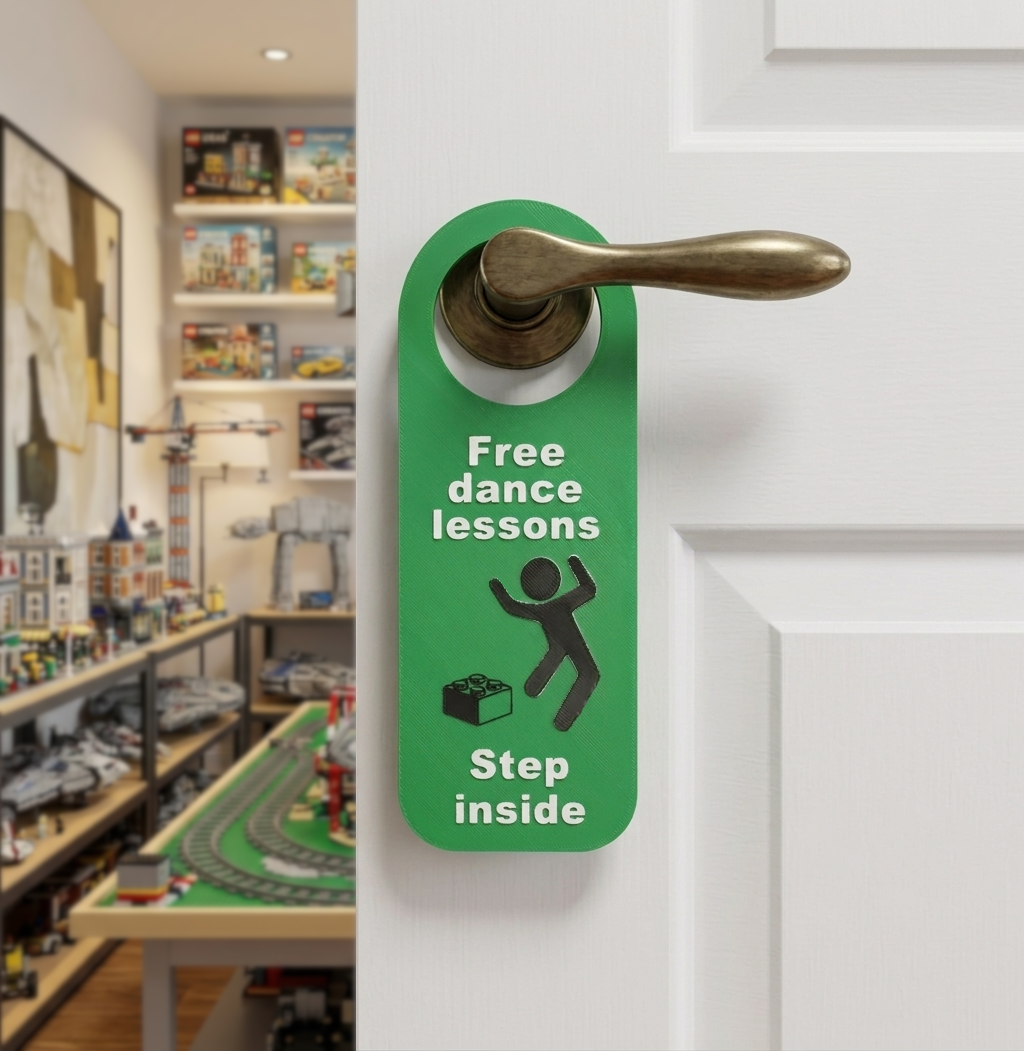 Creative Builder Door Handle Sign – Funny Messages for Brick Fans