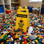 Brick‑Themed Warning Sign – Mini “Wet Floor” Style Decor (Two Sizes)