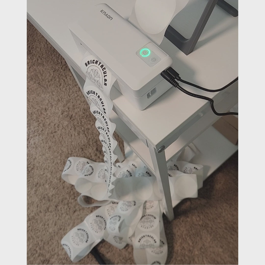 Video showing how to wind up hundreds of labels created by a thermal printer with the drill attachment.
